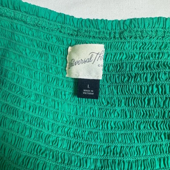 Universal Thread Size L Green Maxi Sundress Ruched Tiered Pocketed Cottagecore - Picture 4 of 8